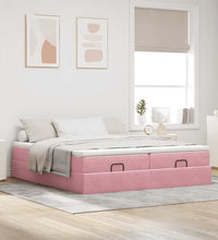 Ottoman-Bett mit Matratzen Rosa 200x200 cm Samt