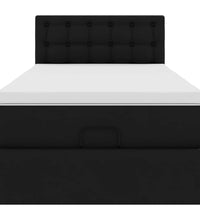 Ottoman-Bett mit Matratze Schwarz 80x200 cm Kunstleder