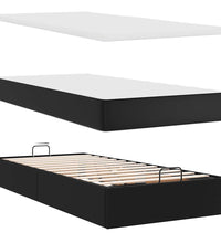 Ottoman-Bett mit Matratze Schwarz 80x200 cm Kunstleder