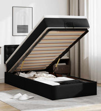 Ottoman-Bett mit Matratze Schwarz 80x200 cm Kunstleder