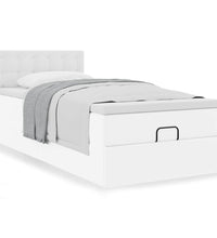 Ottoman-Bett mit Matratze Weiß 80x200 cm Kunstleder