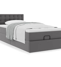 Ottoman-Bett mit Matratze Grau 80x200 cm Kunstleder