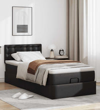 Ottoman-Bett mit Matratze Schwarz 90x190 cm Kunstleder