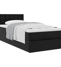Ottoman-Bett mit Matratze Schwarz 90x190 cm Kunstleder