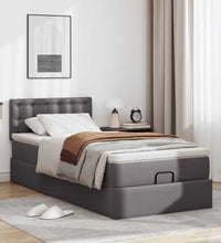 Ottoman-Bett mit Matratze Grau 90x190 cm Kunstleder