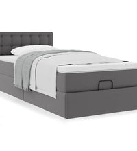Ottoman-Bett mit Matratze Grau 90x190 cm Kunstleder