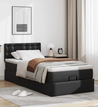 Ottoman-Bett mit Matratze Schwarz 90x200 cm Kunstleder
