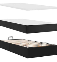 Ottoman-Bett mit Matratze Schwarz 90x200 cm Kunstleder
