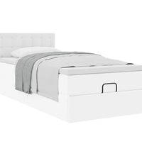Ottoman-Bett mit Matratze Weiß 90x200 cm Kunstleder