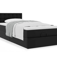 Ottoman-Bett mit Matratze Schwarz 100x200 cm Kunstleder