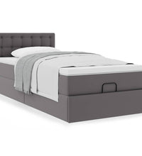 Ottoman-Bett mit Matratze Grau 100x200 cm Kunstleder