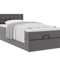 Ottoman-Bett mit Matratze Grau 100x200 cm Kunstleder