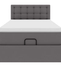 Ottoman-Bett mit Matratze Grau 100x200 cm Kunstleder