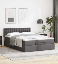 Ottoman-Bett mit Matratze Grau 140x200 cm Kunstleder