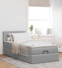 Ottoman-Bett mit Matratze Hellgrau 80x200 cm Stoff
