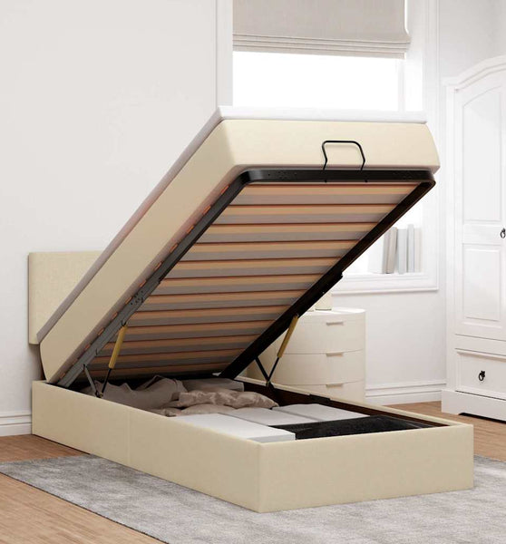 Ottoman-Bett mit Matratze Creme 80x200 cm Stoff