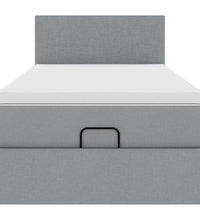Ottoman-Bett mit Matratze Hellgrau 90x190 cm Stoff