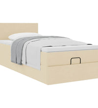 Ottoman-Bett mit Matratze Creme 90x190 cm Stoff