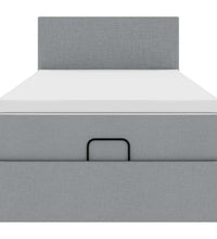 Ottoman-Bett mit Matratze Hellgrau 90x200 cm Stoff