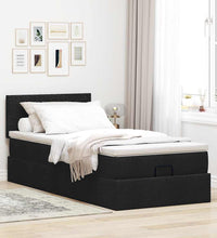 Ottoman-Bett mit Matratze Schwarz 90x200 cm Stoff