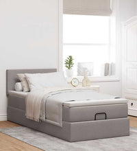 Ottoman-Bett mit Matratze Taupe 90x200 cm Stoff