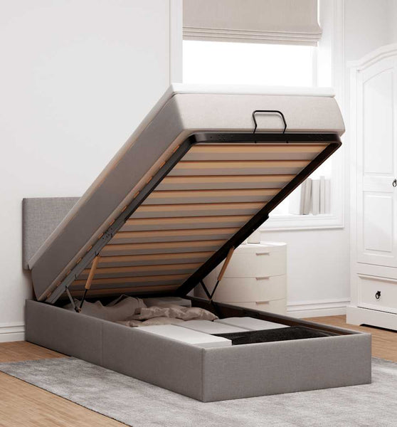 Ottoman-Bett mit Matratze Taupe 90x200 cm Stoff