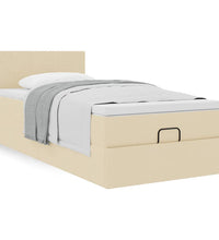 Ottoman-Bett mit Matratze Creme 90x200 cm Stoff