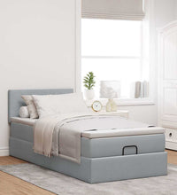 Ottoman-Bett mit Matratze Hellgrau 100x200 cm Stoff