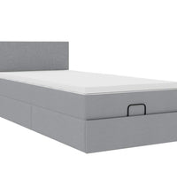 Ottoman-Bett mit Matratze Hellgrau 100x200 cm Stoff