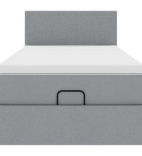Ottoman-Bett mit Matratze Hellgrau 100x200 cm Stoff
