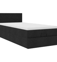 Ottoman-Bett mit Matratze Schwarz 100x200 cm Stoff