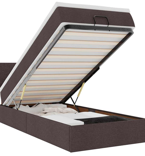 Ottoman-Bett mit Matratze Dunkelbraun 100x200 cm Stoff