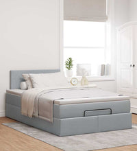 Ottoman-Bett mit Matratze Hellgrau 120x200 cm Stoff