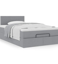 Ottoman-Bett mit Matratze Hellgrau 120x200 cm Stoff