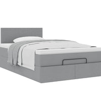 Ottoman-Bett mit Matratze Hellgrau 120x200 cm Stoff