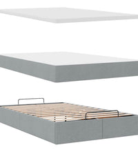 Ottoman-Bett mit Matratze Hellgrau 120x200 cm Stoff