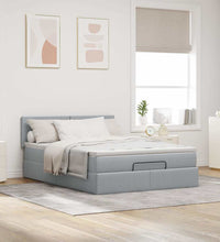 Ottoman-Bett mit Matratze Hellgrau 140x200 cm Stoff