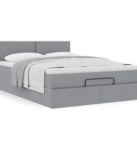 Ottoman-Bett mit Matratze Hellgrau 140x200 cm Stoff