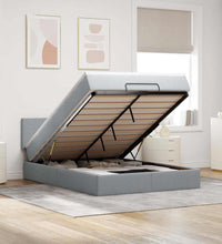 Ottoman-Bett mit Matratze Hellgrau 140x200 cm Stoff