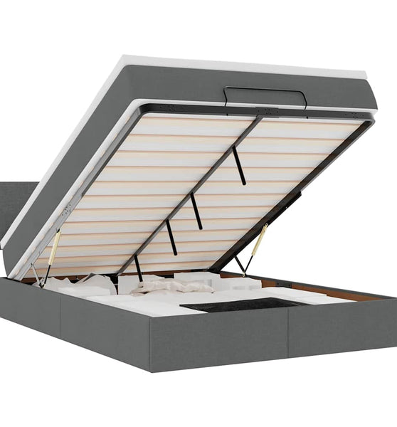 Ottoman-Bett mit Matratze Dunkelgrau 140x200 cm Stoff