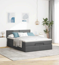 Ottoman-Bett mit Matratze Dunkelgrau 140x200 cm Stoff