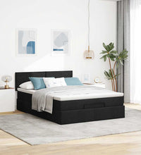 Ottoman-Bett mit Matratze Schwarz 140x200 cm Stoff