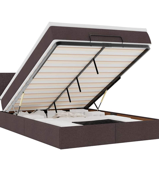Ottoman-Bett mit Matratze Dunkelbraun 140x200 cm Stoff