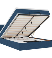 Ottoman-Bett mit Matratze Blau 140x200 cm Stoff