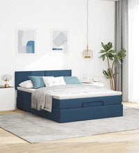 Ottoman-Bett mit Matratze Blau 140x200 cm Stoff