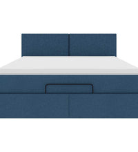 Ottoman-Bett mit Matratze Blau 140x200 cm Stoff