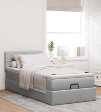 Ottoman-Bett mit Matratze Hellgrau 80x200 cm Stoff