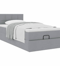 Ottoman-Bett mit Matratze Hellgrau 80x200 cm Stoff