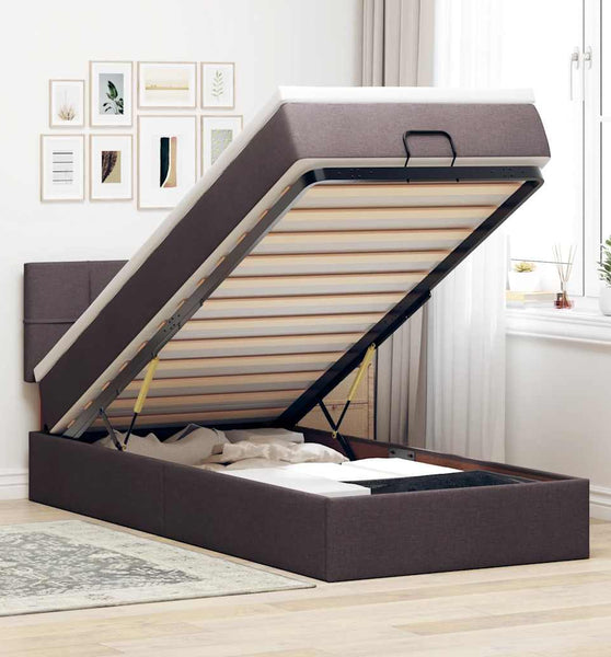 Ottoman-Bett mit Matratze Dunkelbraun 80x200 cm Stoff