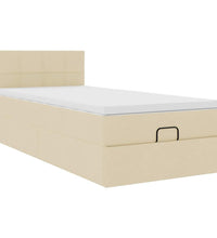 Ottoman-Bett mit Matratze Creme 80x200 cm Stoff